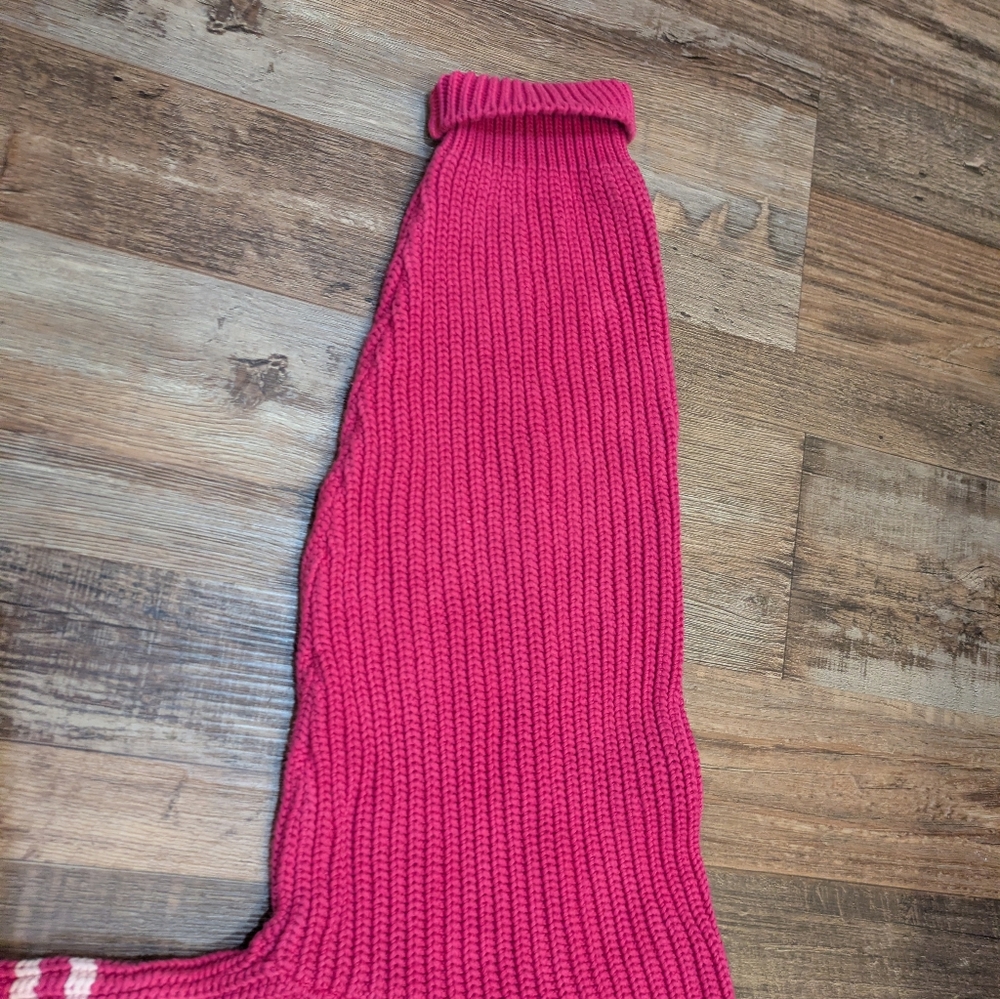 For Days Re-New Organic Cotton Knit Pink Striped Cropped Turtleneck Sweater M - Picture 4 of 15